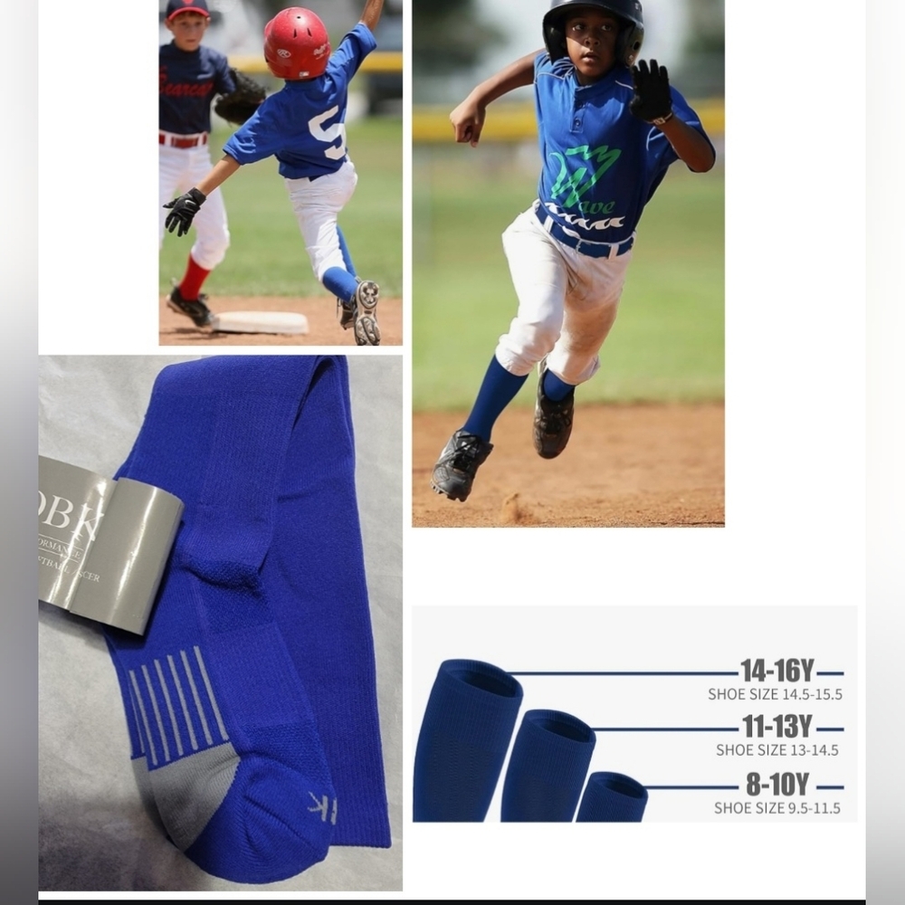 🍎 Nwt 2 Performance Socks Baseball Soccer Softball Football Sweat-absorbing